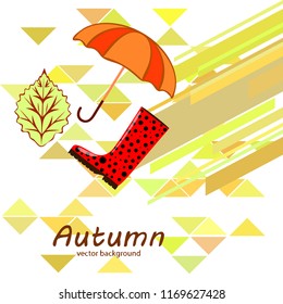 fallen leaf umbrella rubber boot autumnal vector background