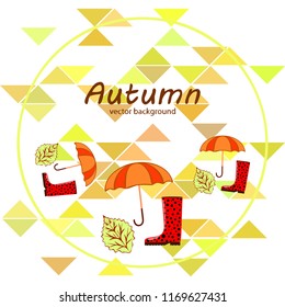 fallen leaf umbrella rubber boot autumnal vector background
