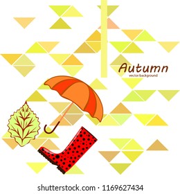 fallen leaf umbrella rubber boot autumnal vector background