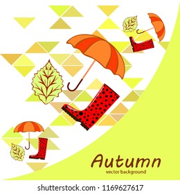 fallen leaf umbrella rubber boot autumnal vector background