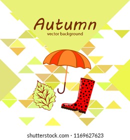 fallen leaf umbrella rubber boot autumnal vector background