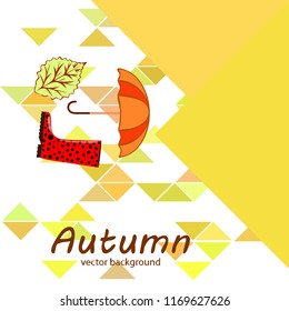 fallen leaf umbrella rubber boot autumnal vector background