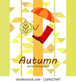 fallen leaf umbrella rubber boot autumnal vector background