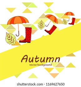 fallen leaf umbrella rubber boot autumnal vector background