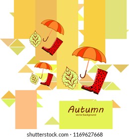 fallen leaf umbrella rubber boot autumnal vector background
