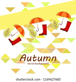 fallen leaf umbrella rubber boot autumnal vector background