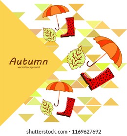 fallen leaf umbrella rubber boot autumnal vector background