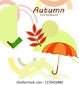 fallen leaf umbrella rubber boot autumnal vector background