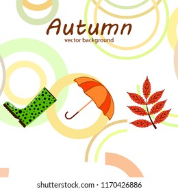 fallen leaf umbrella rubber boot autumnal vector background
