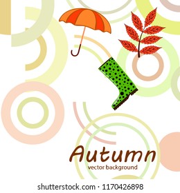 fallen leaf umbrella rubber boot autumnal vector background