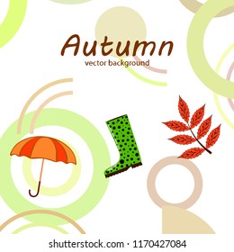 fallen leaf umbrella rubber boot autumnal vector background
