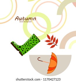 fallen leaf umbrella rubber boot autumnal vector background