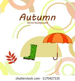 fallen leaf umbrella rubber boot autumnal vector background