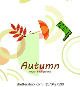 fallen leaf umbrella rubber boot autumnal vector background