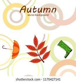 fallen leaf umbrella rubber boot autumnal vector background