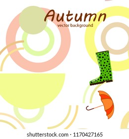 fallen leaf umbrella rubber boot autumnal vector background