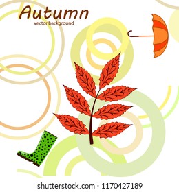 fallen leaf umbrella rubber boot autumnal vector background