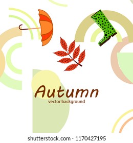 fallen leaf umbrella rubber boot autumnal vector background