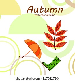 fallen leaf umbrella rubber boot autumnal vector background