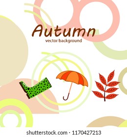 fallen leaf umbrella rubber boot autumnal vector background