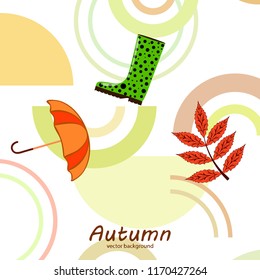 fallen leaf umbrella rubber boot autumnal vector background