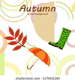 fallen leaf umbrella rubber boot autumnal vector background