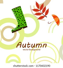 fallen leaf umbrella rubber boot autumnal vector background