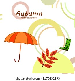 fallen leaf umbrella rubber boot autumnal vector background