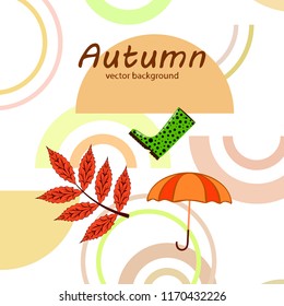 fallen leaf umbrella rubber boot autumnal vector background
