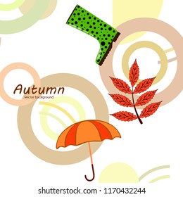 fallen leaf umbrella rubber boot autumnal vector background