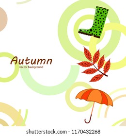fallen leaf umbrella rubber boot autumnal vector background