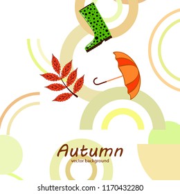 fallen leaf umbrella rubber boot autumnal vector background