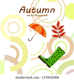 fallen leaf umbrella rubber boot autumnal vector background