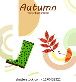 fallen leaf umbrella rubber boot autumnal vector background