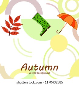 fallen leaf umbrella rubber boot autumnal vector background