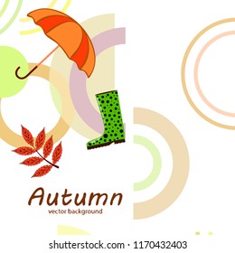 fallen leaf umbrella rubber boot autumnal vector background