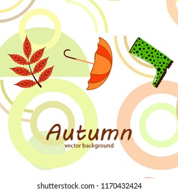 fallen leaf umbrella rubber boot autumnal vector background