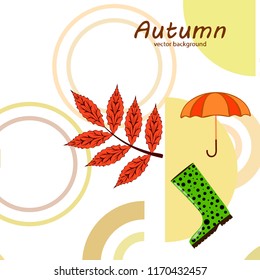 fallen leaf umbrella rubber boot autumnal vector background