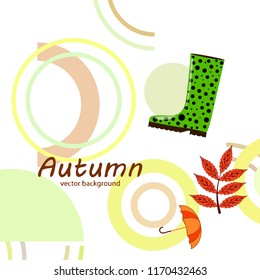fallen leaf umbrella rubber boot autumnal vector background