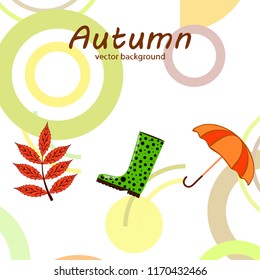 fallen leaf umbrella rubber boot autumnal vector background