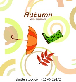 fallen leaf umbrella rubber boot autumnal vector background