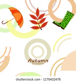 fallen leaf umbrella rubber boot autumnal vector background