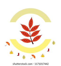 fallen leaf umbrella rubber boot autumnal vector background