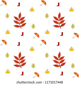 fallen leaf umbrella rubber boot autumnal vector background