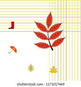 fallen leaf umbrella rubber boot autumnal vector background