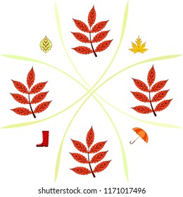 fallen leaf umbrella rubber boot autumnal vector background