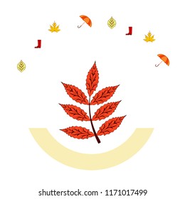 fallen leaf umbrella rubber boot autumnal vector background