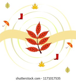 fallen leaf umbrella rubber boot autumnal vector background