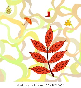fallen leaf umbrella rubber boot autumnal vector background