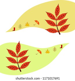 fallen leaf umbrella rubber boot autumnal vector background
